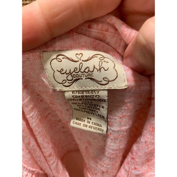 🌸3/$15🌸Sheer Hi-Lo Pink Blouse 3/4 Sleeves Partial Button Up sz M - Picture 7 of 7